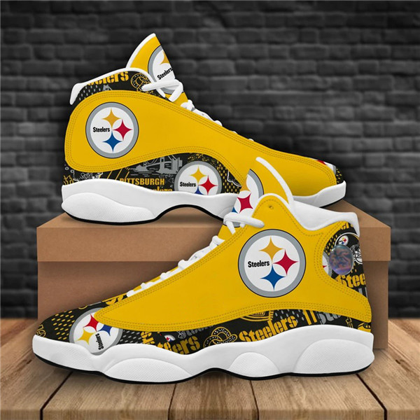 Men's Pittsburgh Steelers AJ13 Series High Top Leather Sneakers 003